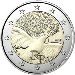 Obverse of France 2 euros 2015 - 70 years of Peace in Europe