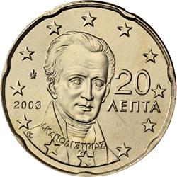 Obverse of Greece 20 cents 2009 - Ioannis Kapodistrias