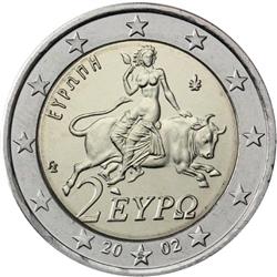 Obverse of Greece 2 euros 2002 - Europa abducted by Zeus 