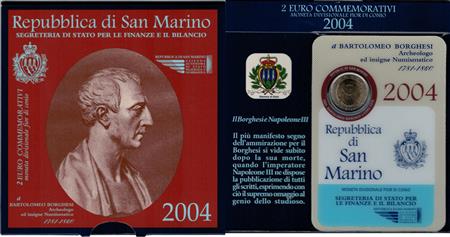 Obverse of San Marino 2 euros 2004 - Bartolomeo Borghesi