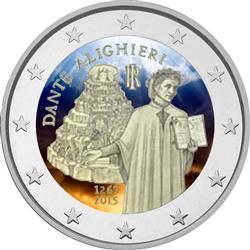 Obverse of Italy 2 euros 2015 - 750th Anniversary of Dante Alighieri