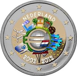 Obverse of Netherlands 2 euros 2012 - 10 years of euro banknotes and coins