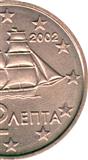 Location of Greek Mintmark on 2 cent coins