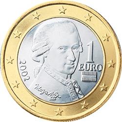 Obverse of Austria 1 euro 2011 - Wolfgang Amadeus Mozart