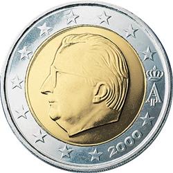 Obverse of Belgium 2 euros 2000 - Effigy and monogram of King Albert II