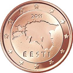 Obverse of Estonia 5 cents 2017 - Geographical image of Estonia