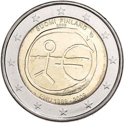 Obverse of Finland 2 euros 2009 - 10th anniversary of the EMU and the birth of the euro