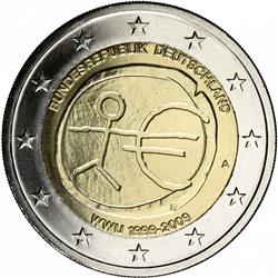 Obverse of Germany 2 euros 2009 - 10th anniversary of the EMU and the birth of the euro 