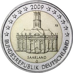 Obverse of Germany 2 euros 2009 - Saarland Ludwigskirche Saarbrucken 