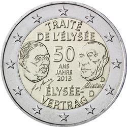 Obverse of Germany 2 euros 2013 - 50 Years of Franco-German Friendship (Elysee Treaty) 