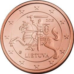 Obverse of Lithuania 1 cent 2015 - Vytis