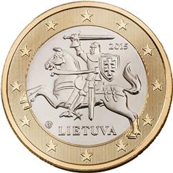 Obverse of Lithuania 1 euro 2015 - Vytis