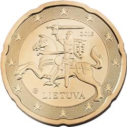 Obverse of Lithuania 20 cents 2017 - Vytis