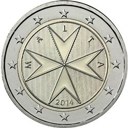 Obverse of Malta 2 euros 2016 - The eight-pointed Maltese cross