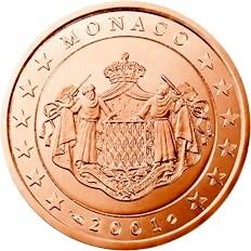 Obverse of Monaco 5 cents 2001 - Grimaldi coat of arms