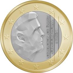 Obverse of Netherlands 1 euro 2014 - King Willem-Alexander