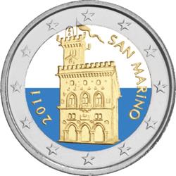 Obverse of San Marino 2 euros 2011 - Government Building - Palazzo Pubblico