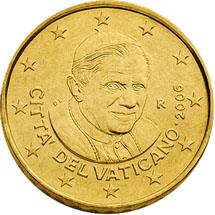Obverse of Vatican 10 cents 2008 - Portrait of His Holiness Pope Benedict XVI