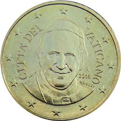 Obverse of Vatican 10 cents 2014 - Portrait of His Holiness Pope Benedict XVI