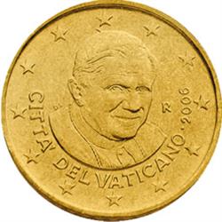 Obverse of Vatican 50 cents 2008 - Portrait of His Holiness Pope Benedict XVI
