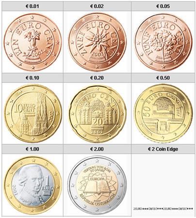 Obverse of Austria Complete Year Set - Treaty of Rome 2007