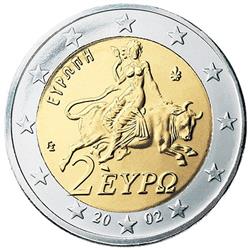Obverse of Greece 2 euros 2011 - Europa abducted by Zeus