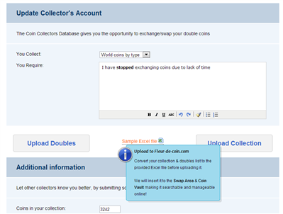 Upload collection with an excel file