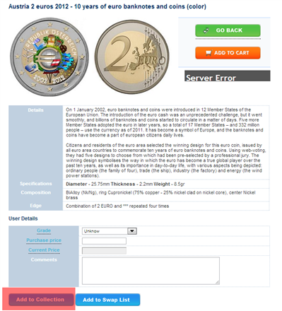 Add coins to your collection