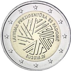 Obverse of Latvia 2 euros 2015 - Latvian Presidency of the EU