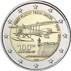 Obverse of Malta 2 euros 2015 - First flight from Malta