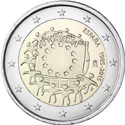 Obverse of Spain 2 euros 2015 - 30th anniversary of the EU flag