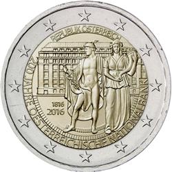 Obverse of Austria 2 euros 2016 - Bicentenary of the National Bank of Austria