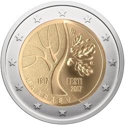 Obverse of Estonia 2 euros 2017 - Estonia’s road to independence