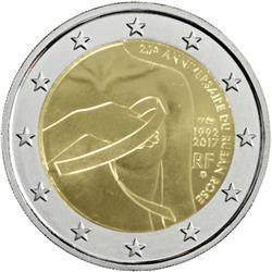 Obverse of France 2 euros 2017 - Breast cancer awareness