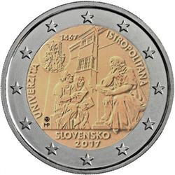 Obverse of Slovakia 2 euros 2017 - Academia Istropolitana