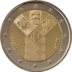 Obverse of Estonia 2 euros 2018 - 100 years of the Baltic States