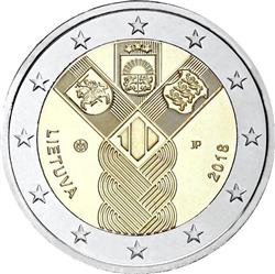 Obverse of Lithuania 2 euros 2018 - 100 years of the Baltic States