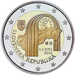 Obverse of Slovakia 2 euros 2018 - 25th Anniversary of the Slovak Republic