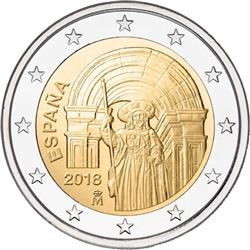 Obverse of Spain 2 euros 2018 -  Old town of Santiago de Compostela