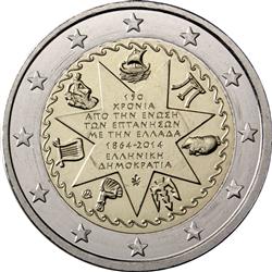 Obverse of Greece 2 euros 2014 - Union of the Ionian Islands with Greece