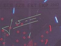 Ultraviolet image of Jean-Claude Trichet's signature on euro banknotes