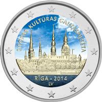 Image of Latvia 2 euros colored euro