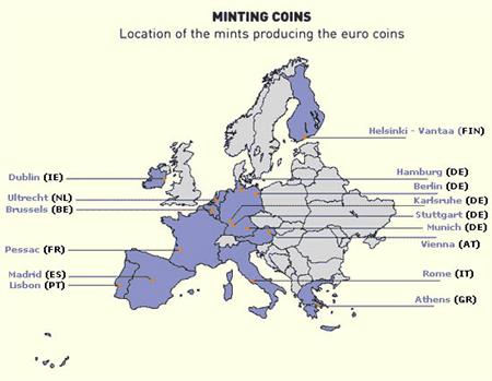 Map of European Mints