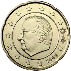 Obverse of Belgium 20 cents 2007 - Effigy and monogram of King Albert II