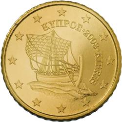 Obverse of Cyprus 50 cents 2010 - The Kyrenia ship