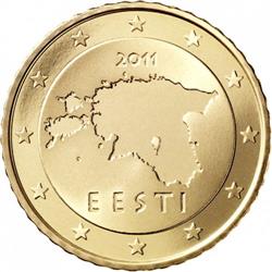 Obverse of Estonia 10 cents 2011 - Geographical image of Estonia