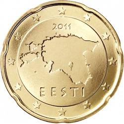 Obverse of Estonia 20 cents 2017 - Geographical image of Estonia
