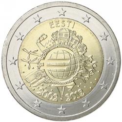 Obverse of Estonia 2 euros 2012 - 10 years of euro banknotes and coins
