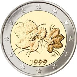 Obverse of Finland 2 euros 2006 - The fruit and leaves of the cloudberry