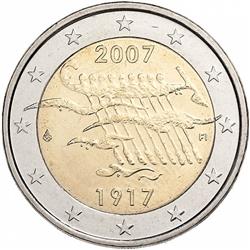 Obverse of Finland 2 euros 2007 - 90th anniversary of Finland's independence